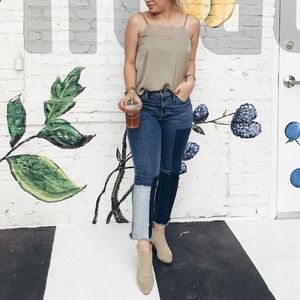 Patchwork Curvy Kick Bootcut Crop Denim